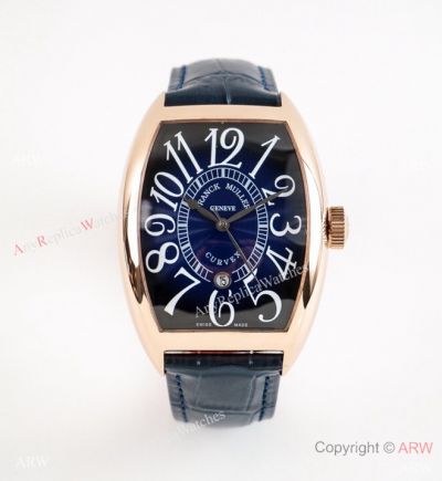 Replica Franck Muller Geneve Curvex Men Watches Rose Gold Blue Dial